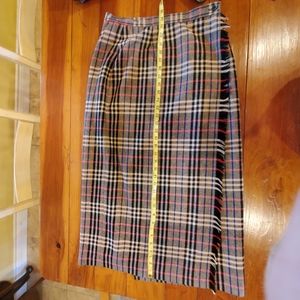 Evan Picone Blanket Full-Wrap Plaid Maxi Skirt, Wool-blend, Fringed, Lined, Sz 8